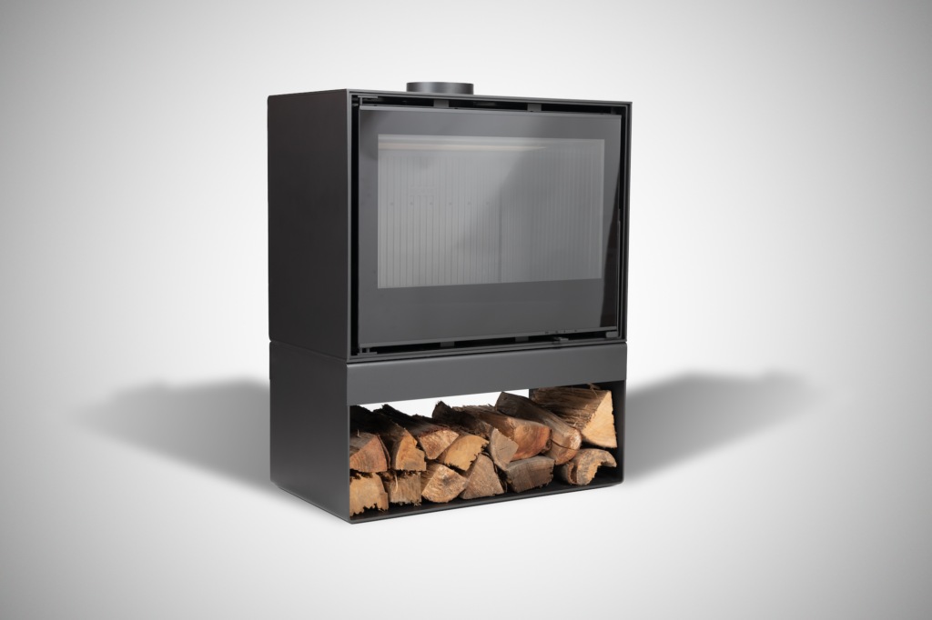 Poêle et insert à bois et granulés de bois - BECAFIRE CUB R ECO SUR SOCLE RANGE BUCHES - Bordeaux, Gironde (33)